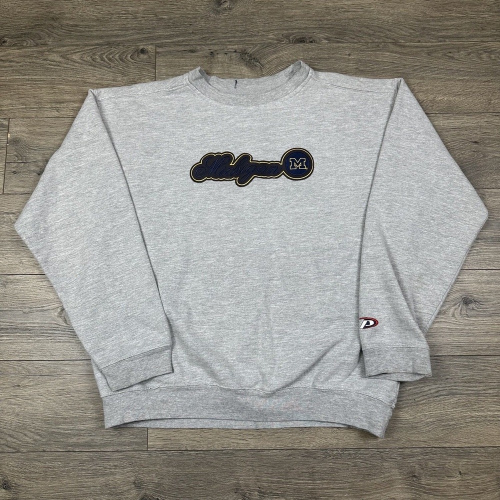 Vintage Michigan Wolverines Sweatshirt Adult‎ XL Gray Crewneck Pro Player